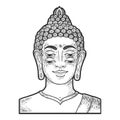 Four eyes buddha sketch engraving vector Royalty Free Stock Photo