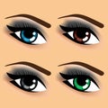 Four eyes with different eye colors
