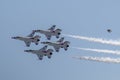 Four F-16 usaf Thunderbirds flying in the diamond formation Royalty Free Stock Photo