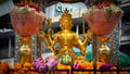 Four-faced buddha in Ratchaprasong district is one of the most famous shrines in Bangkok, Thailand