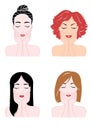 Four faces of woman,skin care