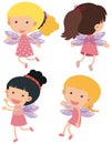 Four fairies flying on white background Royalty Free Stock Photo