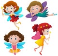 Four fairies with wands Royalty Free Stock Photo