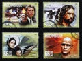 Four famous movies celebrated on a series of stamps