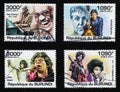 Pop stars of 20th century on a series of stamp