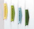 Four feedback buttons. Colorfully ribbons in modern design. Four