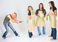 Four Female Cooks in Aprons