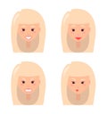 Four Female Faces Colorful Vector Illustration