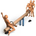 Four figures rocking on see-saw Royalty Free Stock Photo