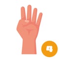 Four fingers. 1 2 3 4 5 flat icon