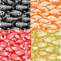 Four fishes background pattern vector graphics