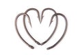 Four fishhook drawn up in heart shaped Royalty Free Stock Photo