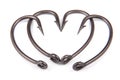 Four fishhook drawn up in heart shaped Royalty Free Stock Photo