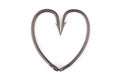 Four fishhook drawn up in heart shaped Royalty Free Stock Photo