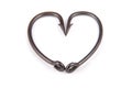 Four fishhook drawn up in heart shaped Royalty Free Stock Photo