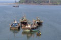 Four fishing boats with sea in a background, Anjarle, Kokan