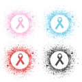 Four flat Cancer Awarness ribbons. Pink, blue, red, black. AIDS, cancer Royalty Free Stock Photo