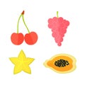 Four Flat Fruits with Texture