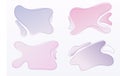 Four flat geometric shapes. A set of abstract liquid objects with a gradient of gentle pink and blue shades. For backgrounds