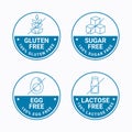 Four Food Allergen Labels about gluten, sugar, egg and lactose