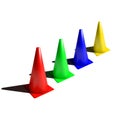 Four football soccer cones isolated Royalty Free Stock Photo
