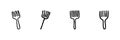 Four Fork Line Icon Set In Doodle Style. Culinary Tools And Dining Utensils Outline Sketch Collection. Kitchenware And Royalty Free Stock Photo