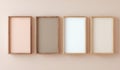 Four Empty Picture Frames Mockup on Soft Pink Wall Royalty Free Stock Photo