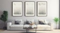 Four frames mock up in modern living room interior, 3d rendering