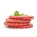 Four fresh hamburger slices, isolated