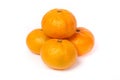 Four fresh mandarin isolated on white