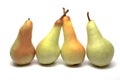 Four fresh pears isolated on the white background Royalty Free Stock Photo