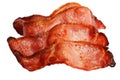 Four fried bacon rashers over white Royalty Free Stock Photo