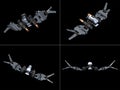 Four front views of a StarFighter in action