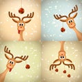 Four funny christmas reindeer Royalty Free Stock Photo