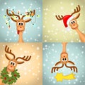 Four funny christmas reindeer Royalty Free Stock Photo