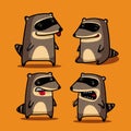 Four funny raccoons