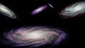 four Galaxy in deep space, beauty of universe, cloud of star, 3d rendering.