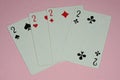 Four game cards with deuces Royalty Free Stock Photo