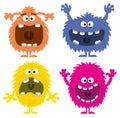 Four germs with funny cute cartoon style isolated virus