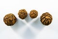 Four giant sequoia cones on the white background. Royalty Free Stock Photo