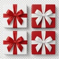 Four gift boxes with bows isolated on white background Royalty Free Stock Photo