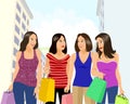 Four girls shopping