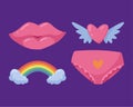 four girly doodle icons