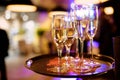 Four glasses of champagne on a tray Royalty Free Stock Photo