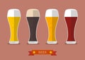 Four glasses of different beers icon Royalty Free Stock Photo