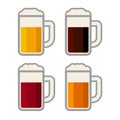 Four Glasses with Different Color Beers on White Royalty Free Stock Photo