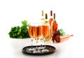 Four glasses of pink sparkling wine Royalty Free Stock Photo