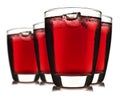 Four glasses of red fruit juice with ice Royalty Free Stock Photo