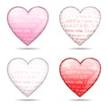 Four glossy hearts