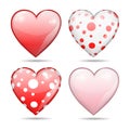 Four glossy hearts, Valentine concept Royalty Free Stock Photo